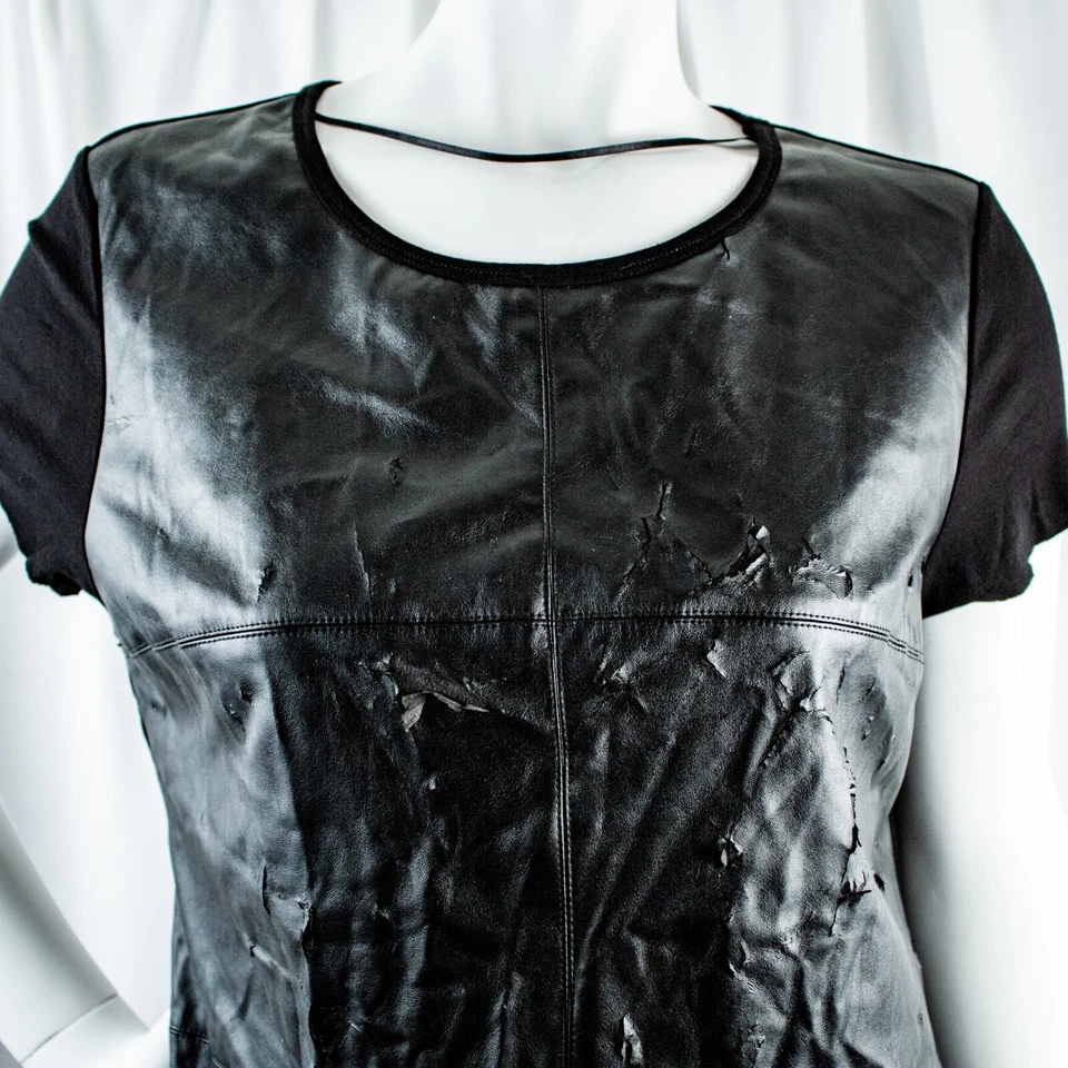 VINCE CAMUTO New Black Leather Women Top Size L - Image 3 of 4