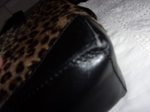 Genuine Talbots Animal Print Fur and Black Leather Shoulder Bag - Picture 4 of 9