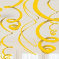 12 Swirl Rotor Spiralen Girlanden Gelb Themenparty Mottoparty Deko Dekoration