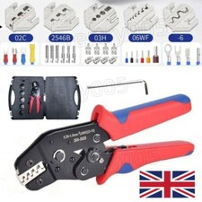 8PCS Ratchet Crimper Plier Crimping Tool Cable Wire Electrical Terminals Kit Set