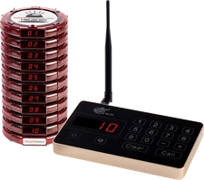 Brand New Pager Genius 10 Restaurant Coaster Pagers *Complete Paging System* 