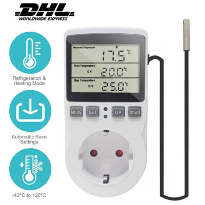 Digital Steckdosenthermostat Thermostat Steckdose Temperaturschalter EU Stecker~