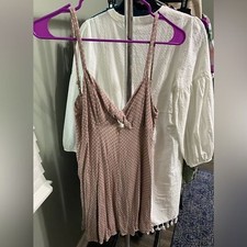 American Eagle Mauve Blush Pink Polka Dotted Twist Sundress Sz 0