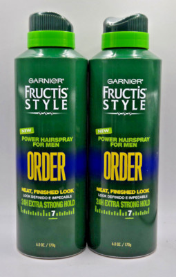 2 Garnier Fructis Power Hairspray For Men ORDER 24hr Extra Strong Hold 6oz ea