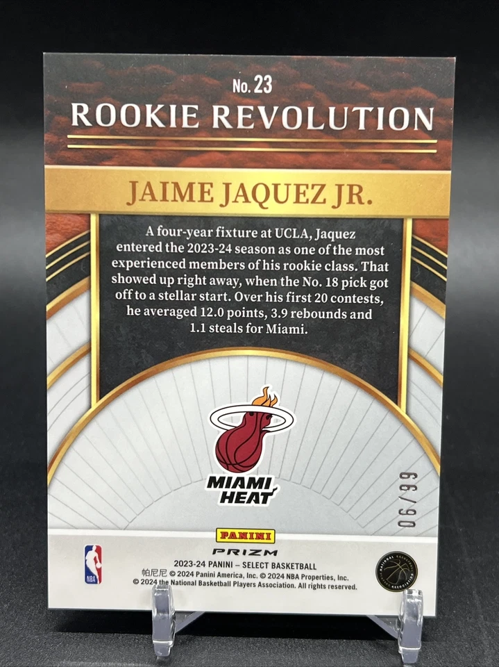 Jaime Jaquez Jr 2023-24 NBA Select #/99 Rookie Revolution Pink Cracked Ice #23 - Image 2 of 3
