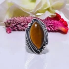 Natural Tiger's Eye Gemstone 925 Sterling Silver Ring Oxidize Jewelry Gift.