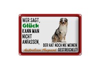 Blechschild Spruch 30X20 Cm GlüCk Australian Shepard Hund Deko Schild Tin Sign