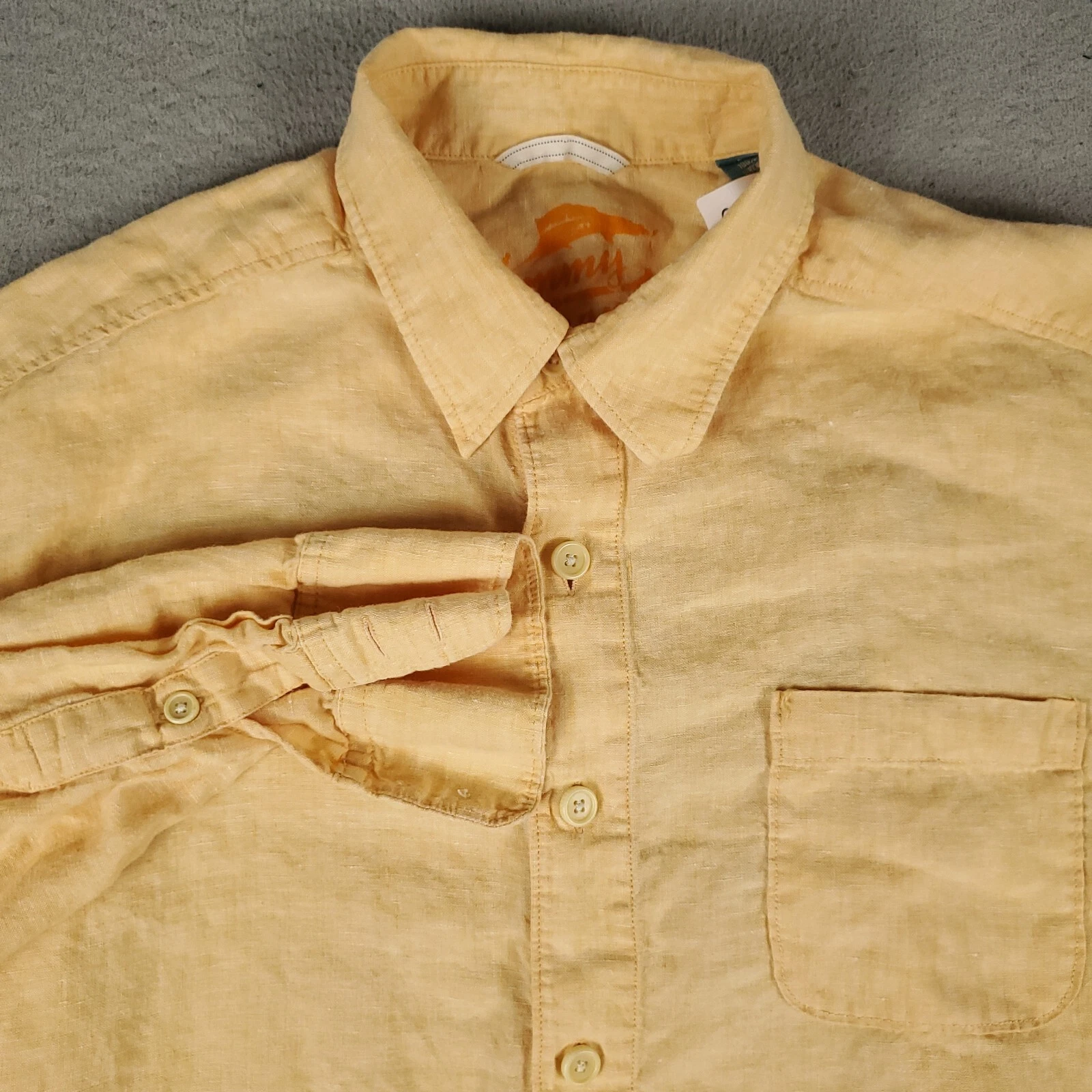 Tommy Bahama Shirt Mens Size Large Orange Linen Casual Button Up Long Sleeve