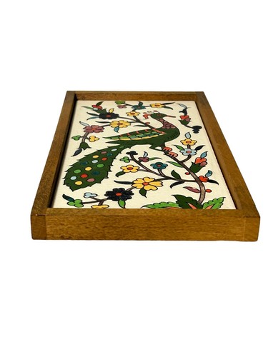 Famous Karakashian Jerusalem 9"x5" Tile Art Peacock Armenian Ceramic Tile Israel - Picture 5 of 8