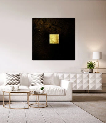 GOLD Leinwandbild Schwarz Braun Wandbild über Kommode Sideboard Modern Weiß XL - Bild 1 von 4