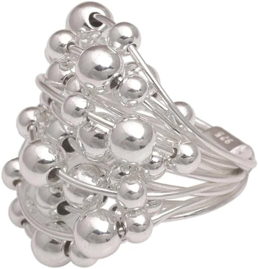 Artisan Handmade .925 Sterling Silver Cocktail Ring Stellar Orbs 8.0 Bali New