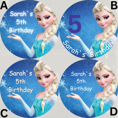 70 Custom Personalised Party Bag Stickers ELSA FROZEN Sweet Bag Seals 37mm