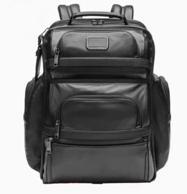 TUMI ALPHA3 Brief Pack Backpack ALL Leather Black Business Travel