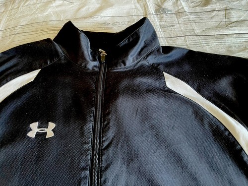 Under Armour Loose Fit Zip Up Jacket Black White Men's Size XL  Zip Logo Flawed - Picture 11 of 12