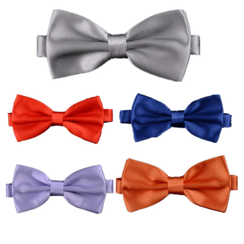 Bow Tie Neck Men Satin Fancy Dress Wedding Plain Adjustable Pre-Tied Dickie Clip - Image 2 of 4