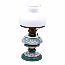 Antique Lampe à Pétrole en Verre Avec Kosmos 8 Brûleur & Écran de À 1900