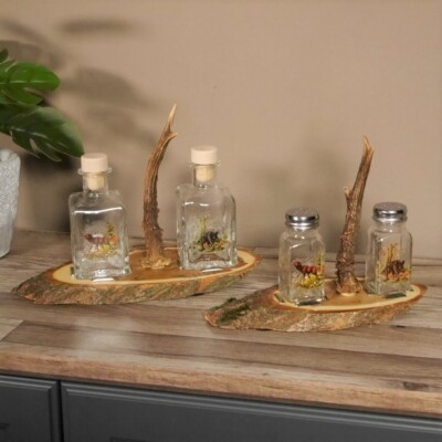 Vinaigre+Huile Carafe Et Sel + Poivre - Épandeur Cruet Set Avec Colorés Motif De