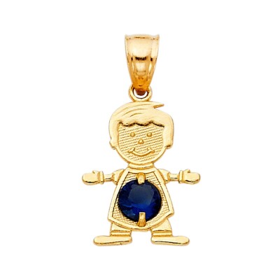 14K Gelbgold September Geburtsstein Zirkonia Junge Anhänger
