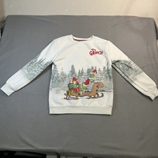 The Grinch Dr Seuss Christmas Sweatshirt Kids XL Holiday White Graphic Max Dog