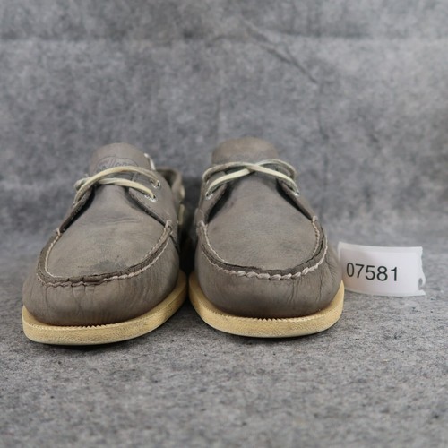 Sperry Herren 8 Top Sider Bootsschuhe Klassisch Leder Lifestyle Preppy 2 Augen Grau - Bild 3 von 14
