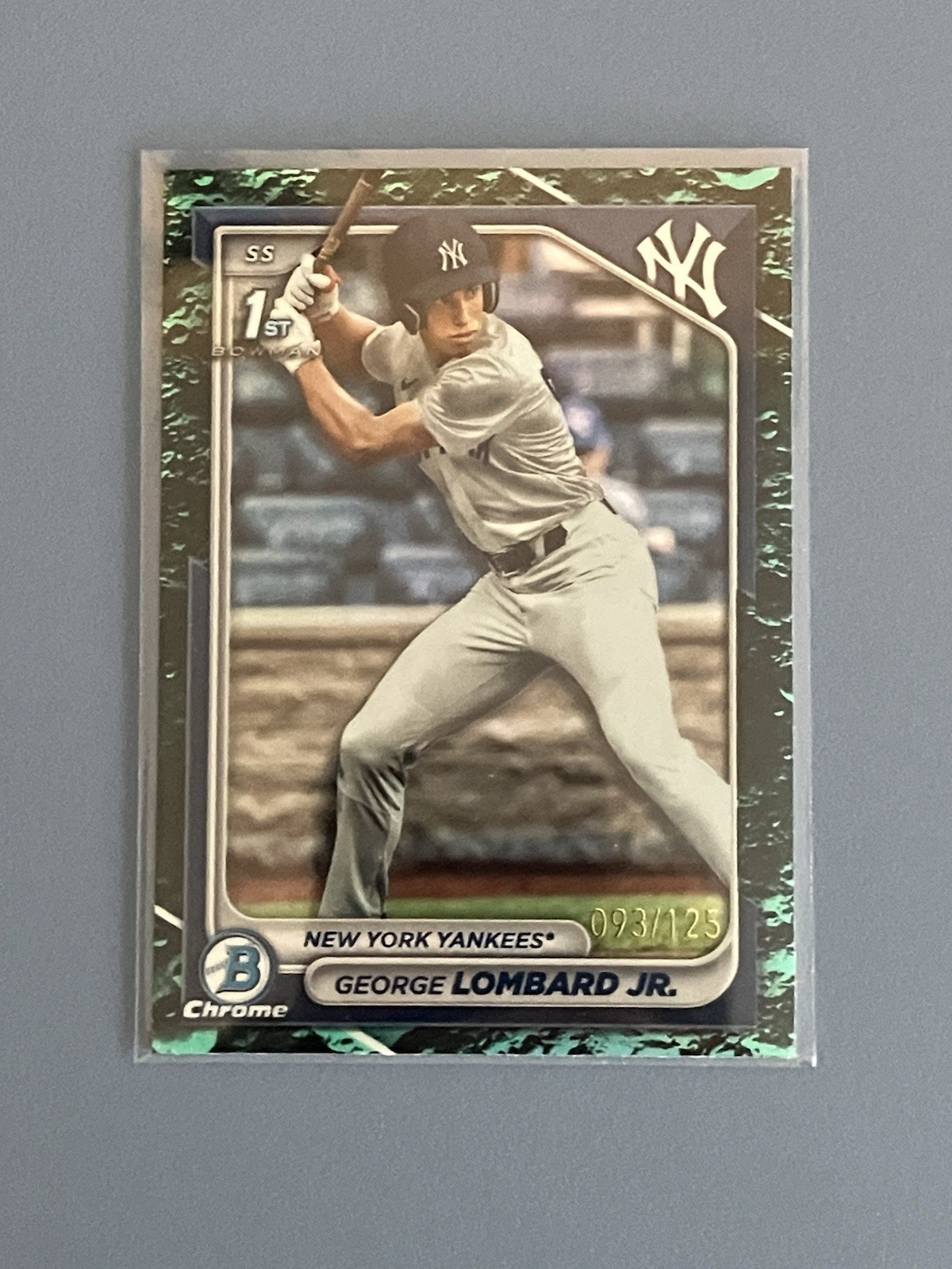 George Lombard Jr 1st Bowman Chrome /125 Aqua Lunar BCP-79 2024 Yankees