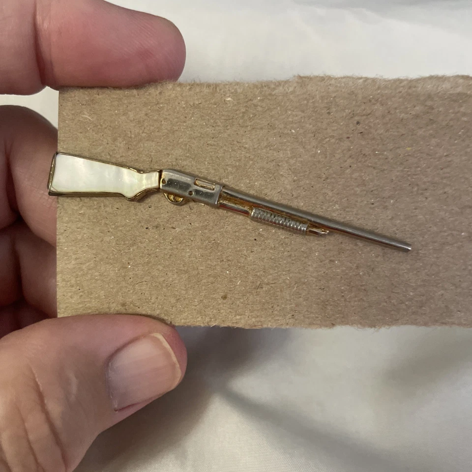 Escopeta Swank CLIP CORBATA TONO DORADO MADREPERLA STOCK ACCESORIO PARA HOMBRE DE COLECCIÓN Foto 2 de 4