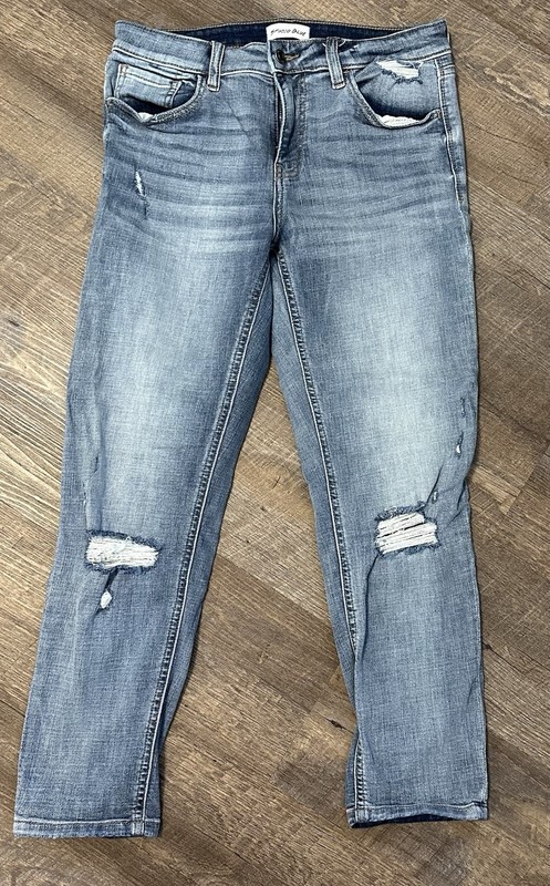 Studio Blue Womens Size 29 Light Wash Straight Ankle Factory Distressed