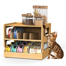 2 Tier Can Organizer, Bamboo Canned Food Storage Rack,Kitchen Cabinet and Pantry