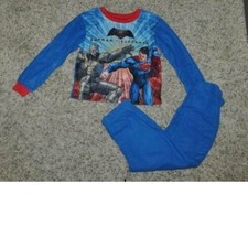 Boys Marvel Winter Pajamas 8 Batman vs Superman Fleece Blue 2 Pc Sleep Set