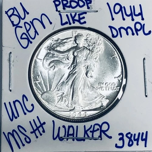 1944 BU UNCIRCULATED WALKING LIBERTY SILVER HALF DOLLAR AUTHENTIC U.S. MINT 3844