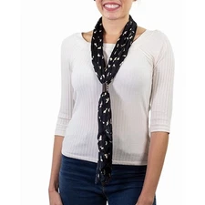 Capelli New York Skinny Scarf Wrap Shawl Fashion Black With Pink Birds