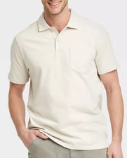 NEW Goodfellow Co. Men's Vintage Polo Shirt Light Beige Size Large