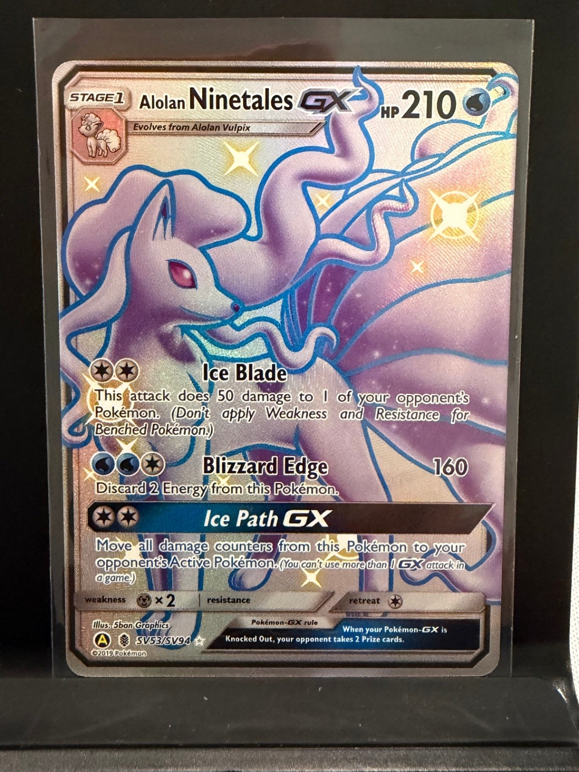 Alolan Ninetales GX Shiny Holo Rare Hidden Fates: Shiny Vault SV53/SV94 Water Ho