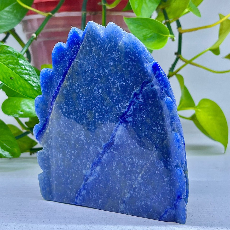 2.54LB High quality dreamy blue Dongling handmade carved skull ...