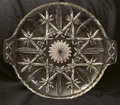 1960s Anchor Hocking Cross And Olive Starburst Prescut Serving Dish