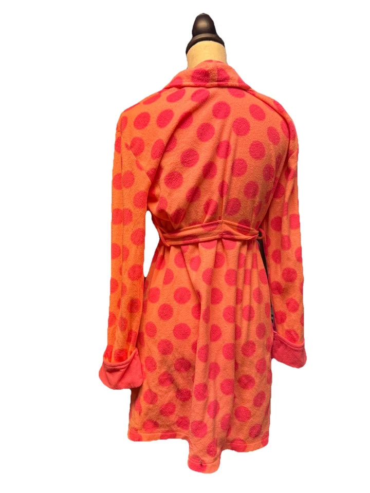 Justice Pink Polka Dot Robe Fleece Heart Pocket Happy Girls Prettiest - Image 2 of 4
