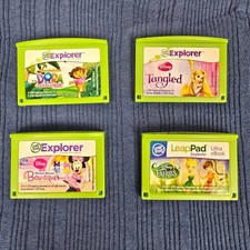 LeapFrog Explorer LeapPad Games Lot Disney Tangled Dora Minnie Fairies 4-Pack