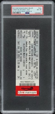 2012 Wiz Khalifa/Mac Miller  Under the Influence  Tour Ticket PSA 8 Pop 1  