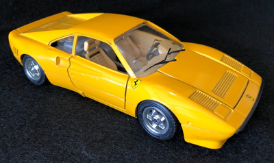 Burago - 1984 Yellow Ferrari GTO, 1/18 Scale Diecast, No Original