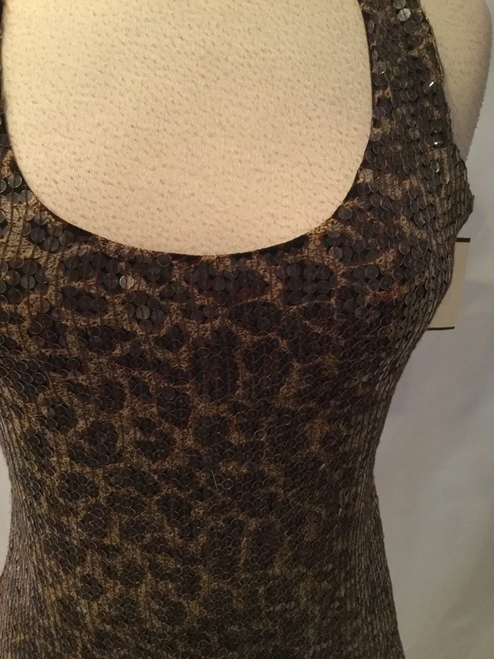 NUEVO CON ETIQUETAS TOP LENTEJUELAS ESTAMPADO GUEPARDO MATTY M - TALLA XS Foto 2 de 4