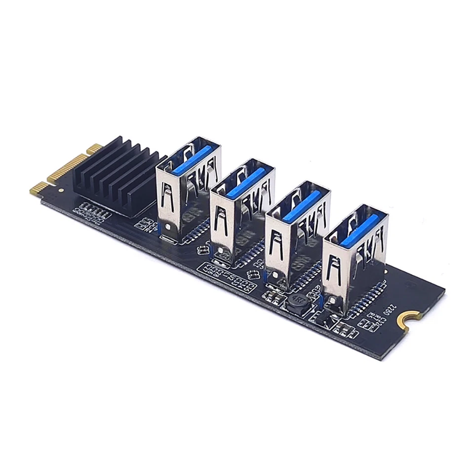 M.2 NVME KEY-M to 4-port PCI-E adapter slot one for four USB3.0 expansion card - Image 4 of 4