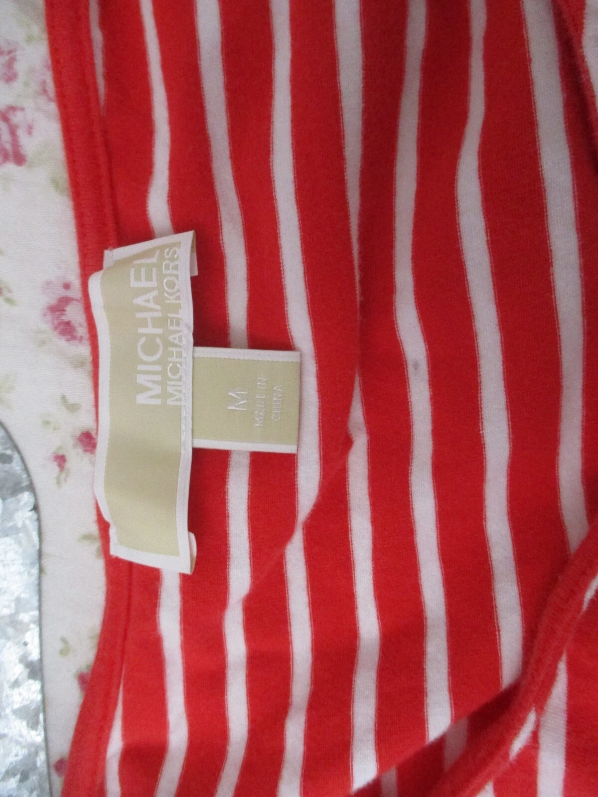 Abito Michael Kors taglia M rosso a righe manica corta girocollo