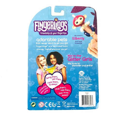 Authentic Liberty Fingerlings Glitter Monkey Patriotic Red White & Blue USA - Picture 2 of 3