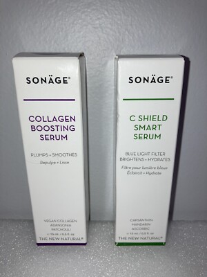 Sonage Collagen Boosting Serum & C Shield Smart Serum 0.5 oz Full Size Set Of 2