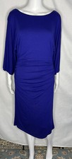 Lauren Ralph Lauren Dress 10 Blue Ruched Stretch Lined