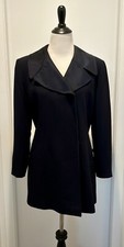 Vintage Tahari Tuxedo Style Women’s Jacket Black Wool Silk Lined Blazer Size 12