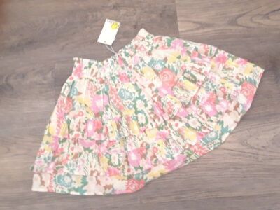 NWT Mini Boden girls size 7-8 ruffle skort multi flowers skirt attached shorts