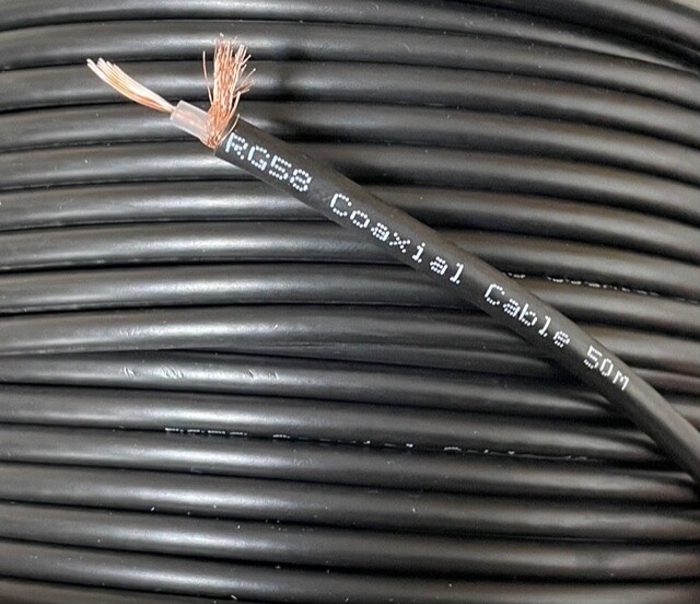 30m Black RG58 50 Ohm Stranded Coax Coaxial Cable CB Radio Ham Aerial etc