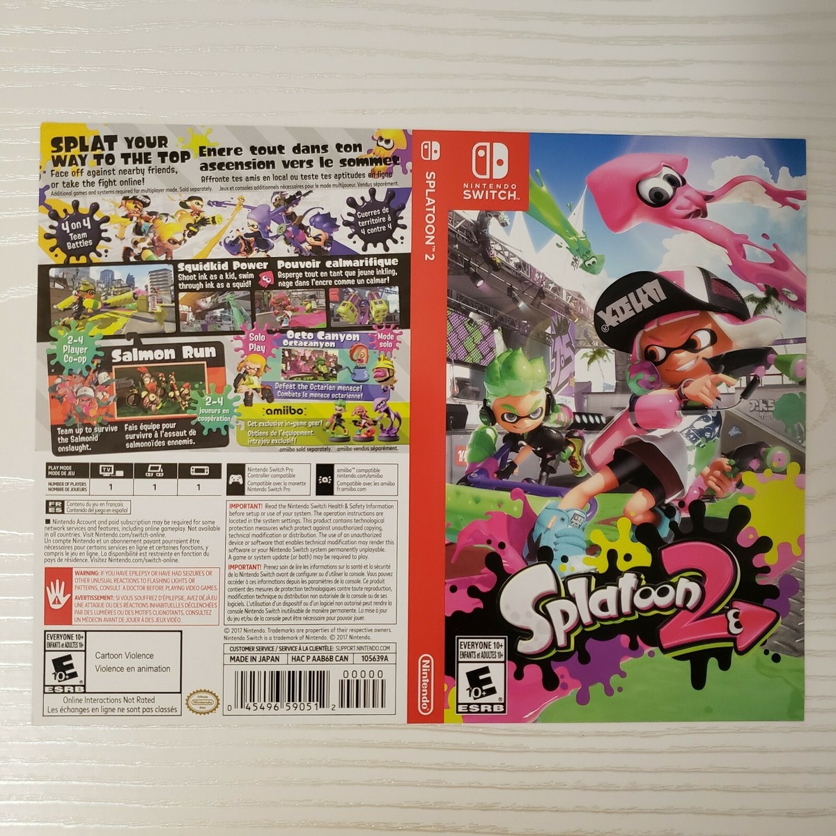 Splatoon 2 Nintendo Switch Replacement Box Art Sleeve Original 