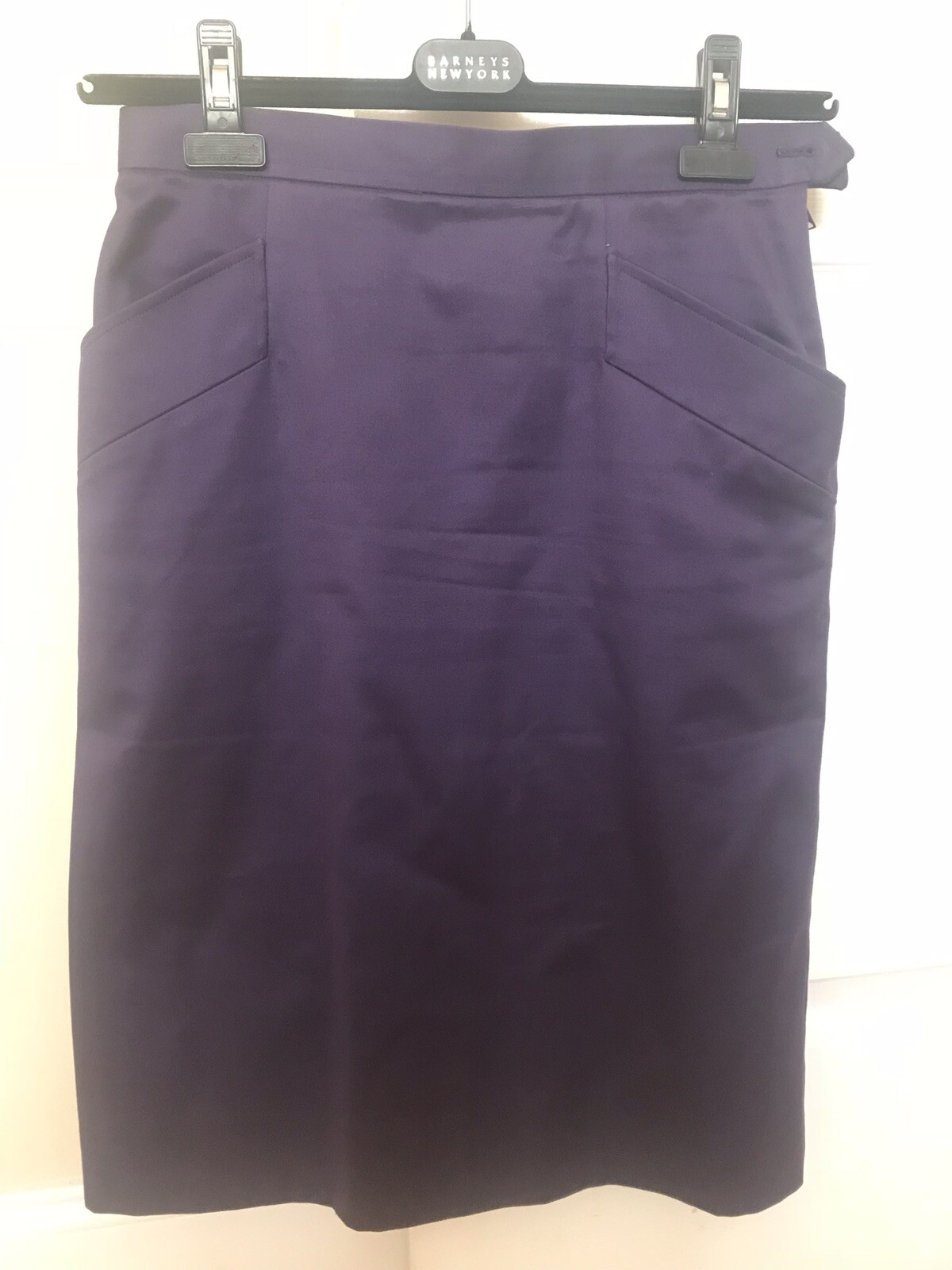 Gonna Saint Laurent Rive Gauche viola cotone lunghezza ginocchio tasche taglia 42